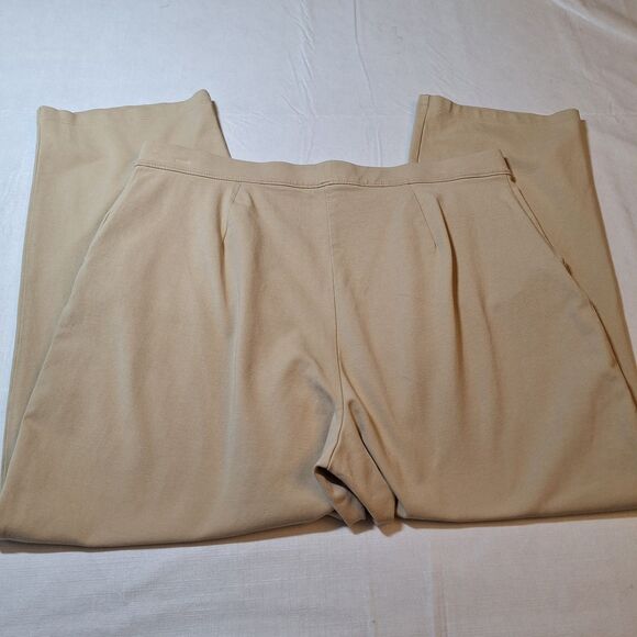 L.L. Bean Beige Tan Cropped Capri Straight Leg Pants Stretch Loungewear Size L - Picture 10 of 13
